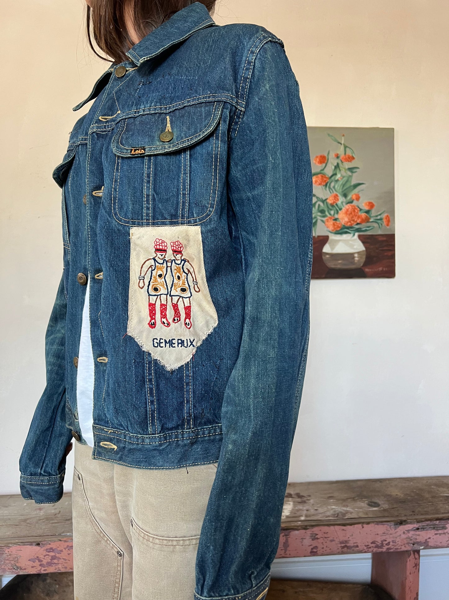 Patched Dark Denim Jacket