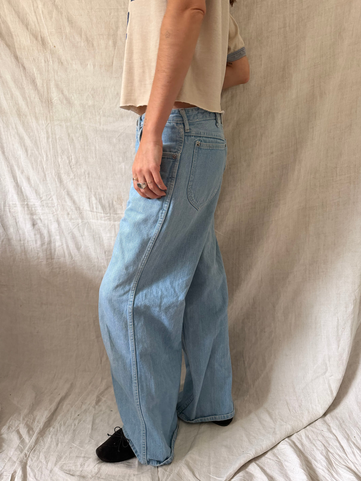 Lightwash Wide Leg Star Denim