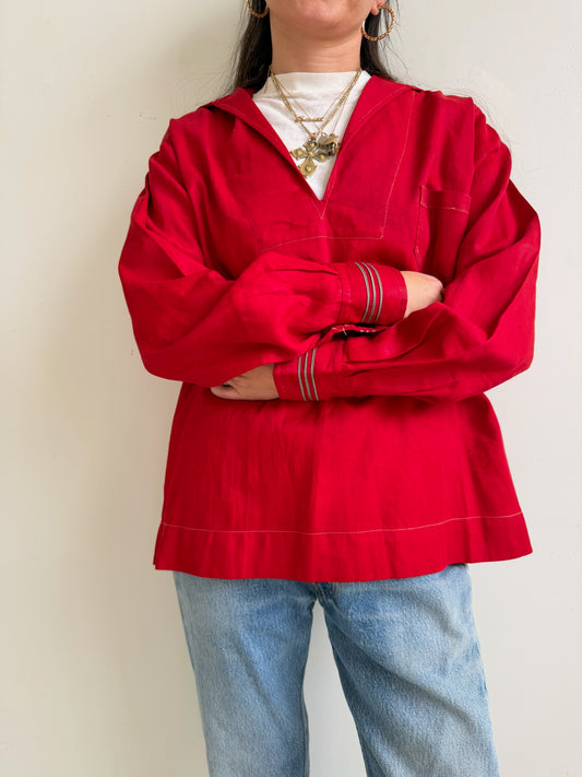 1920s Cherry Red Naval Sailor Shirt