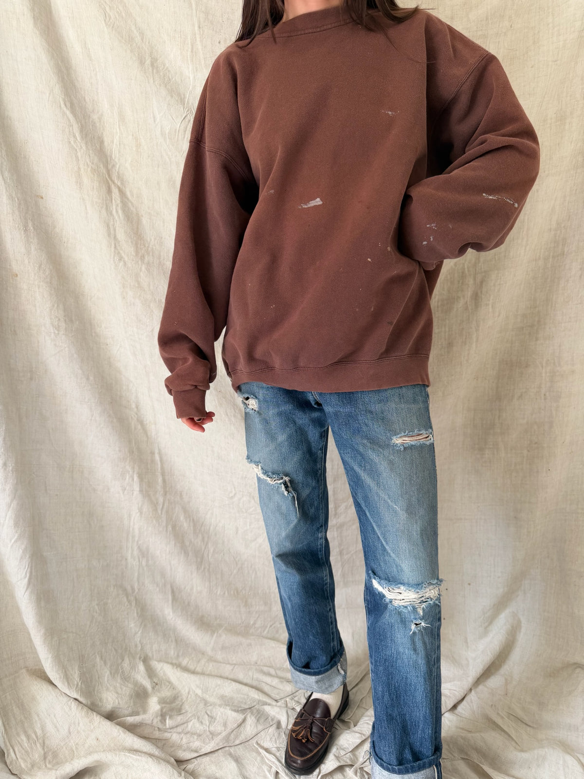 Chocolate Brown Painters Crewneck