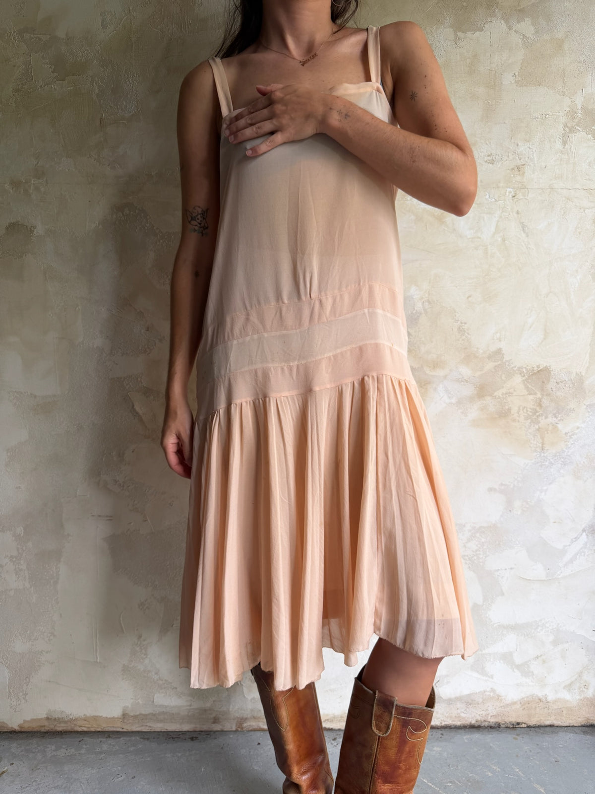 Antique Peach Silk Dress