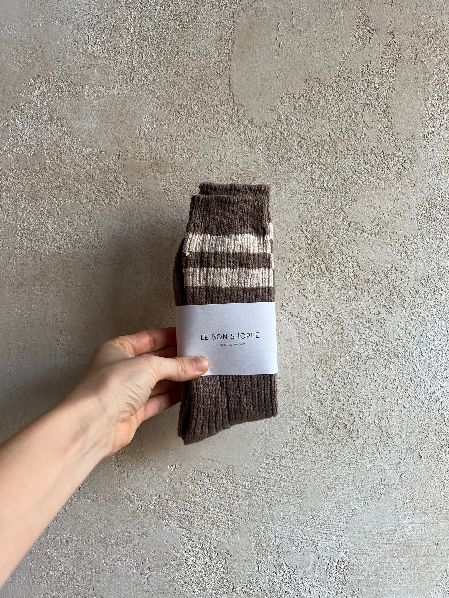 Cottage Varsity Socks In Flax Varsity by Le Bon Shoppe