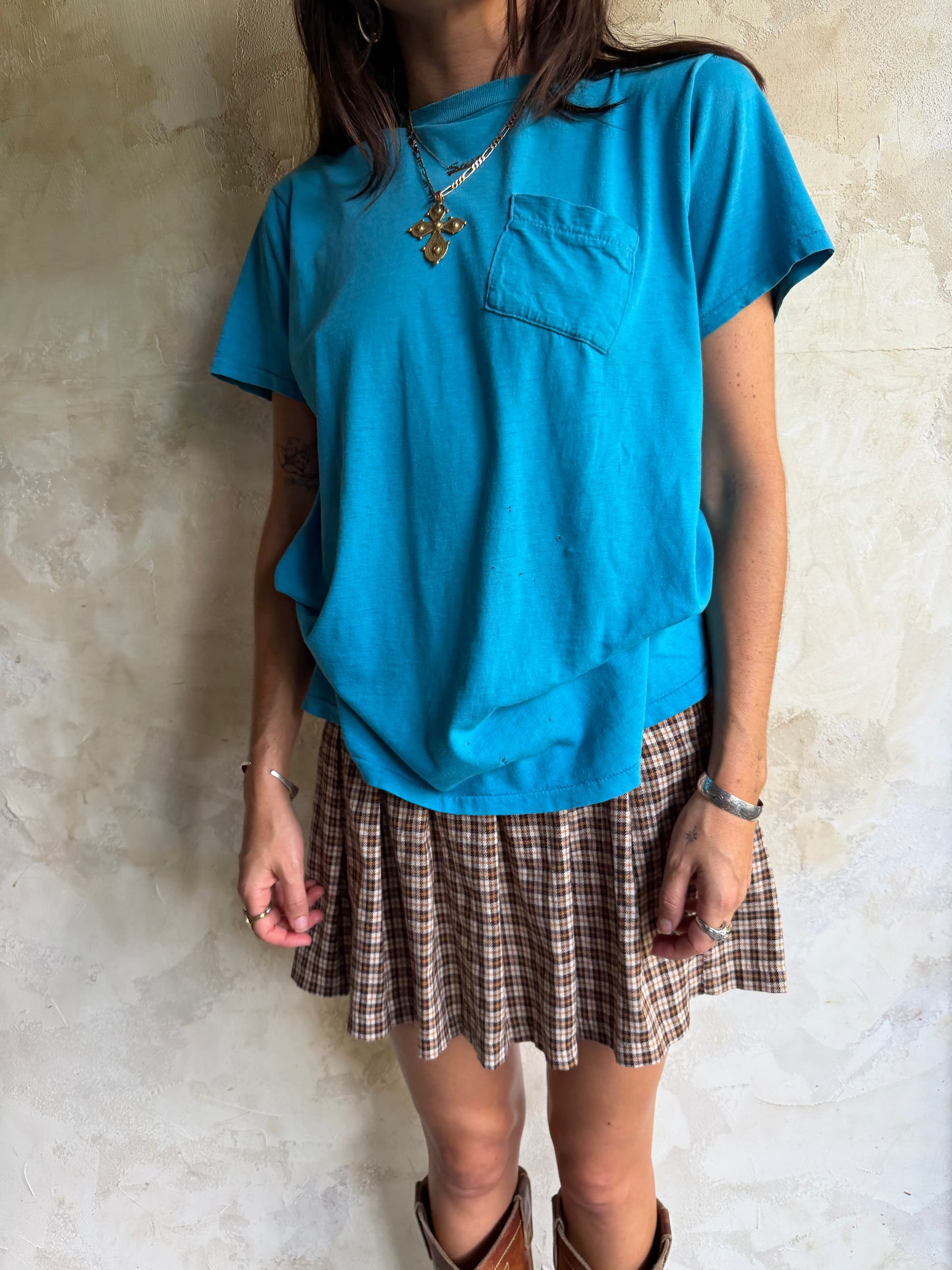 Thin Bright Blue Pocket Tee