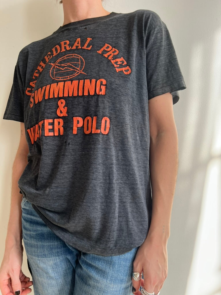 Faded Black Varsity Tee Polo Tee