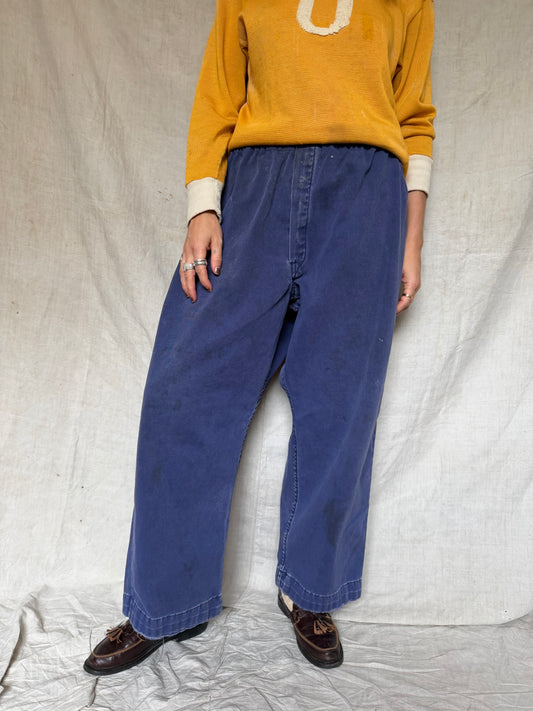 Indigo Reworked Cotton Coverall Trouser