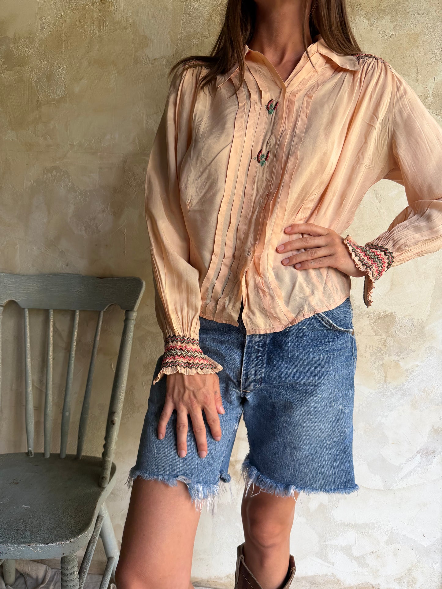 Antique Peachy Silk Blouse