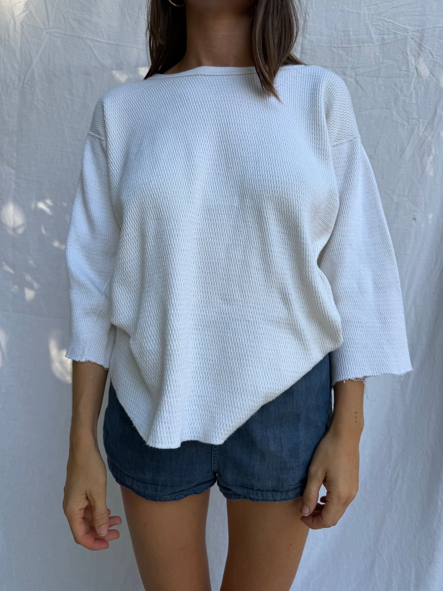 White Cropped Sleeve Thermal