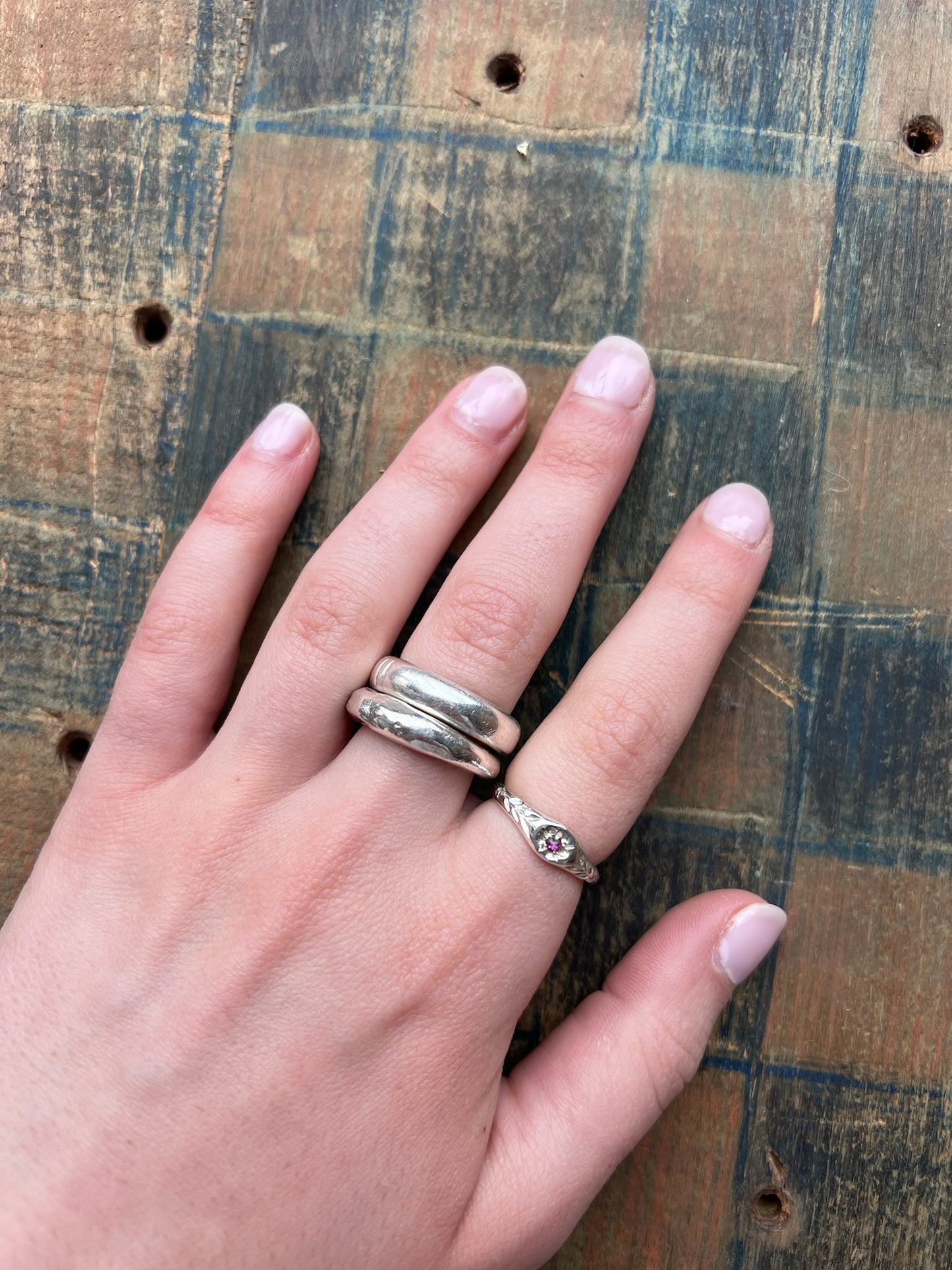 Tiny Posy Signet Ring Set With A Ruby by Rosalind Studio