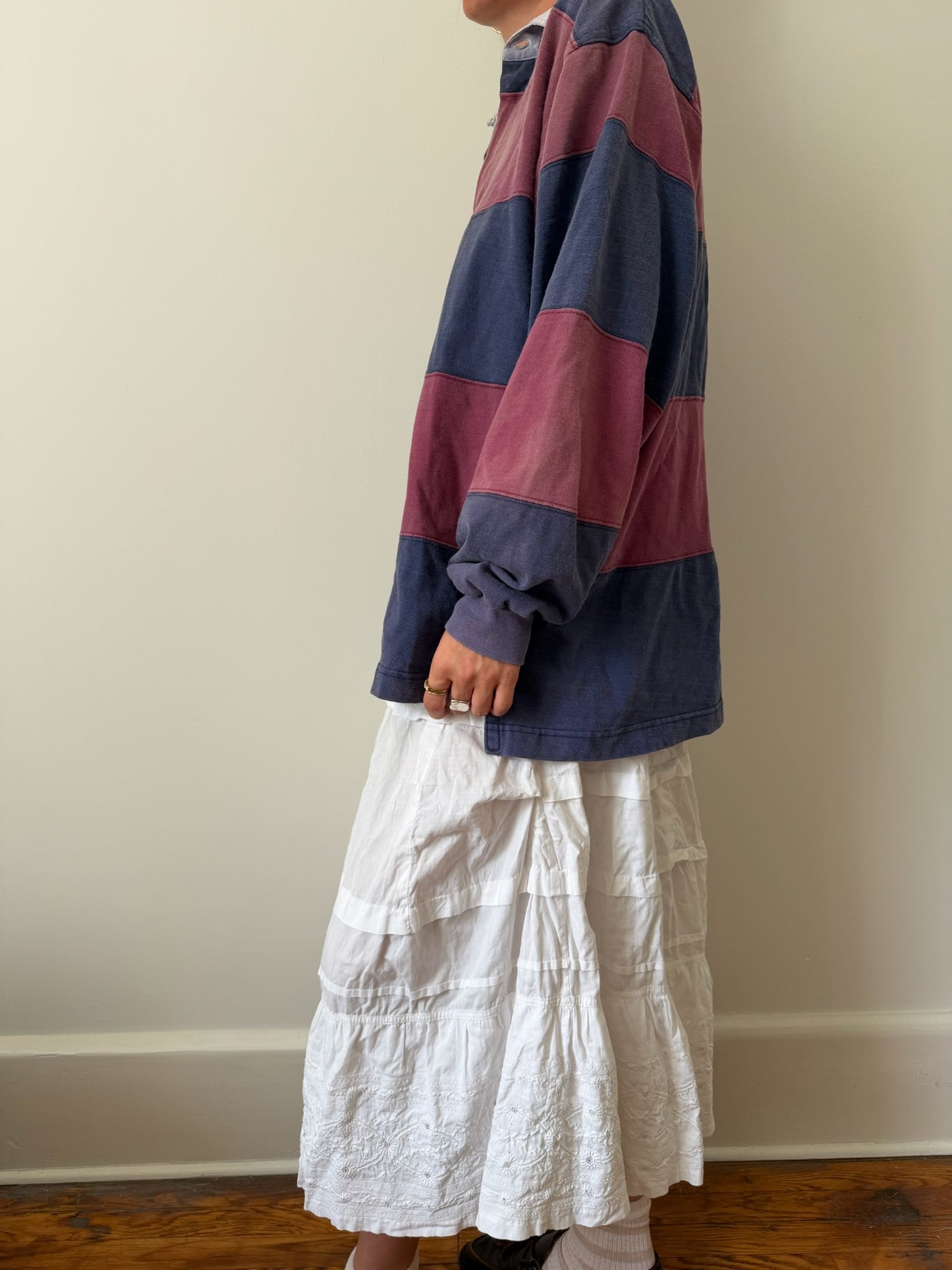 Faded Maroon and Navy Rugby Jersey