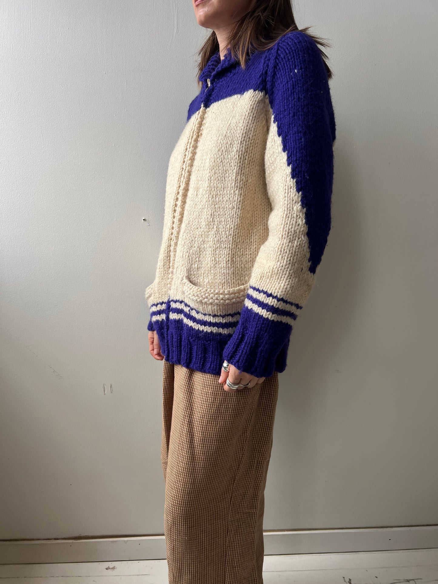 Purple and Cream Curling Sweater