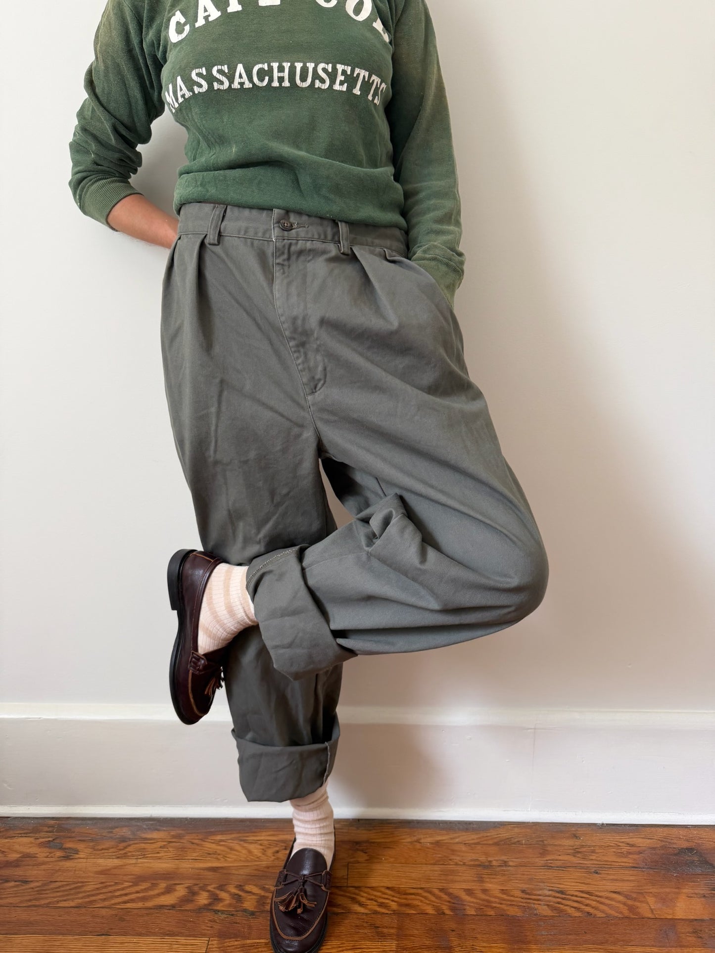 Mens Ralph Lauren Olive Green Cotton Trouser