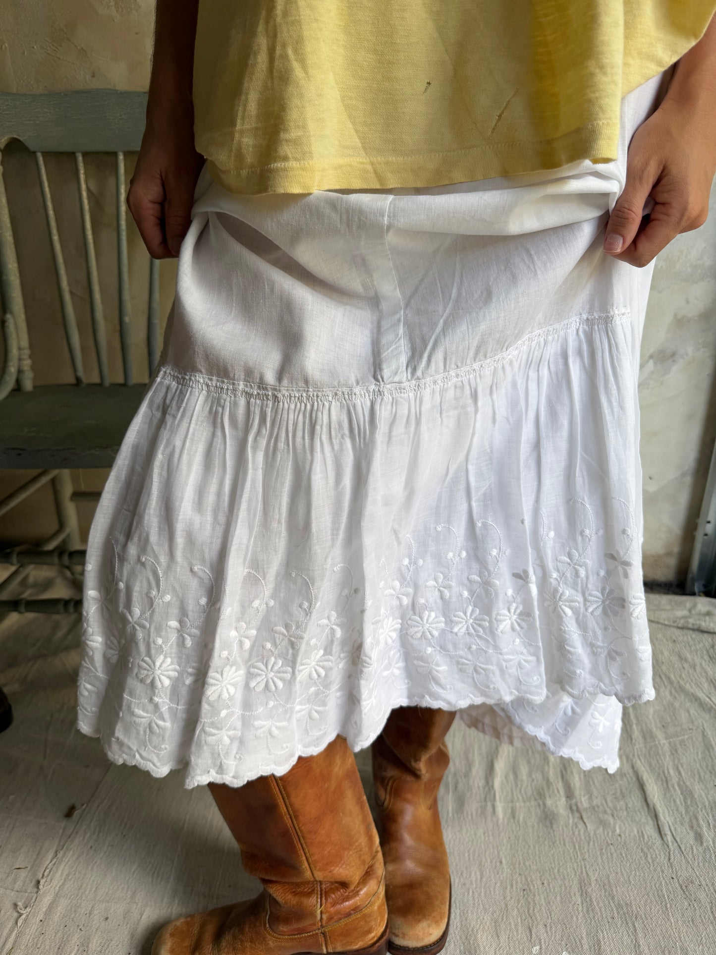 Edwardian White Ruffled Skirt