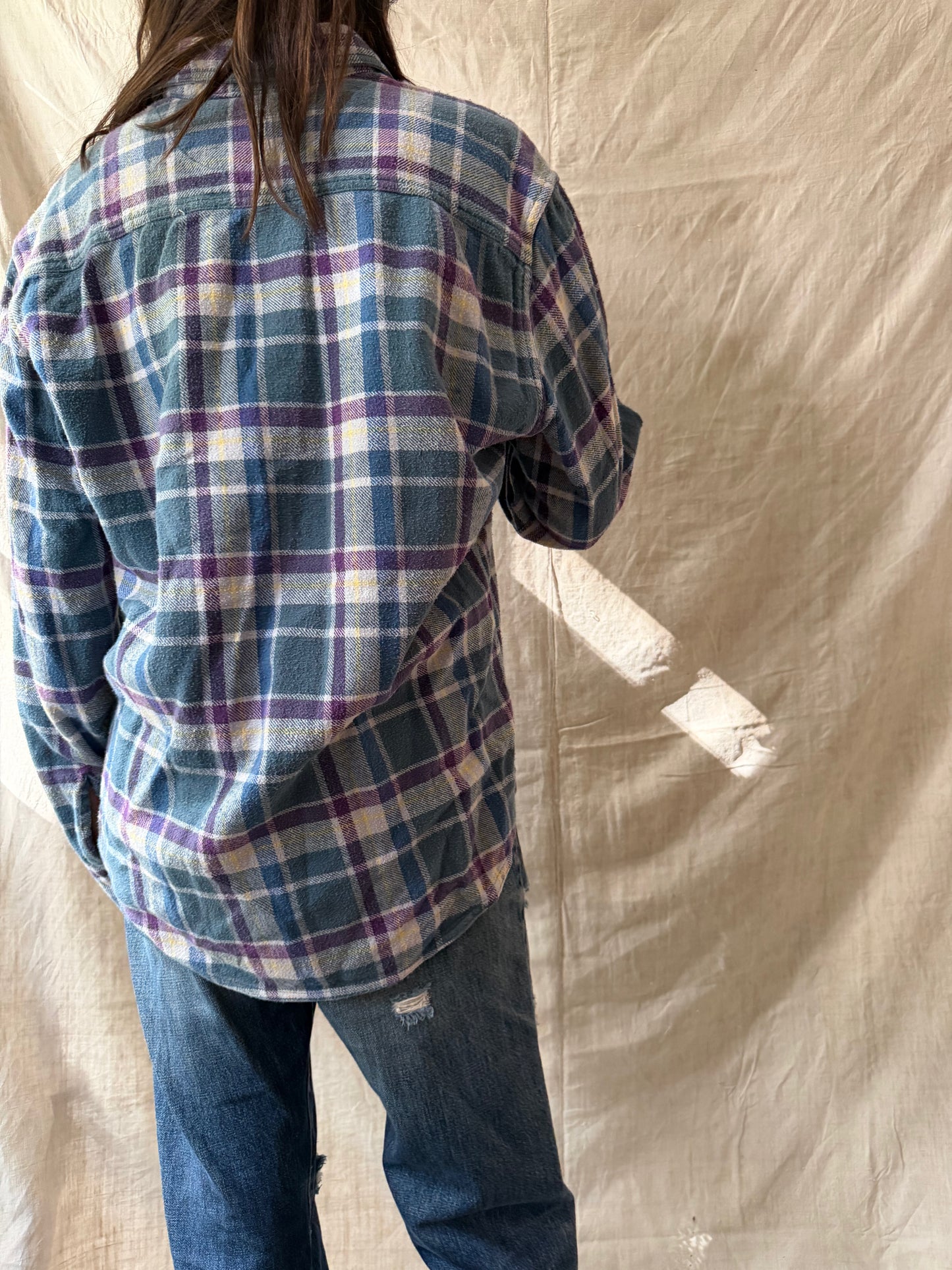 Blue + Purple Plaid Flannel