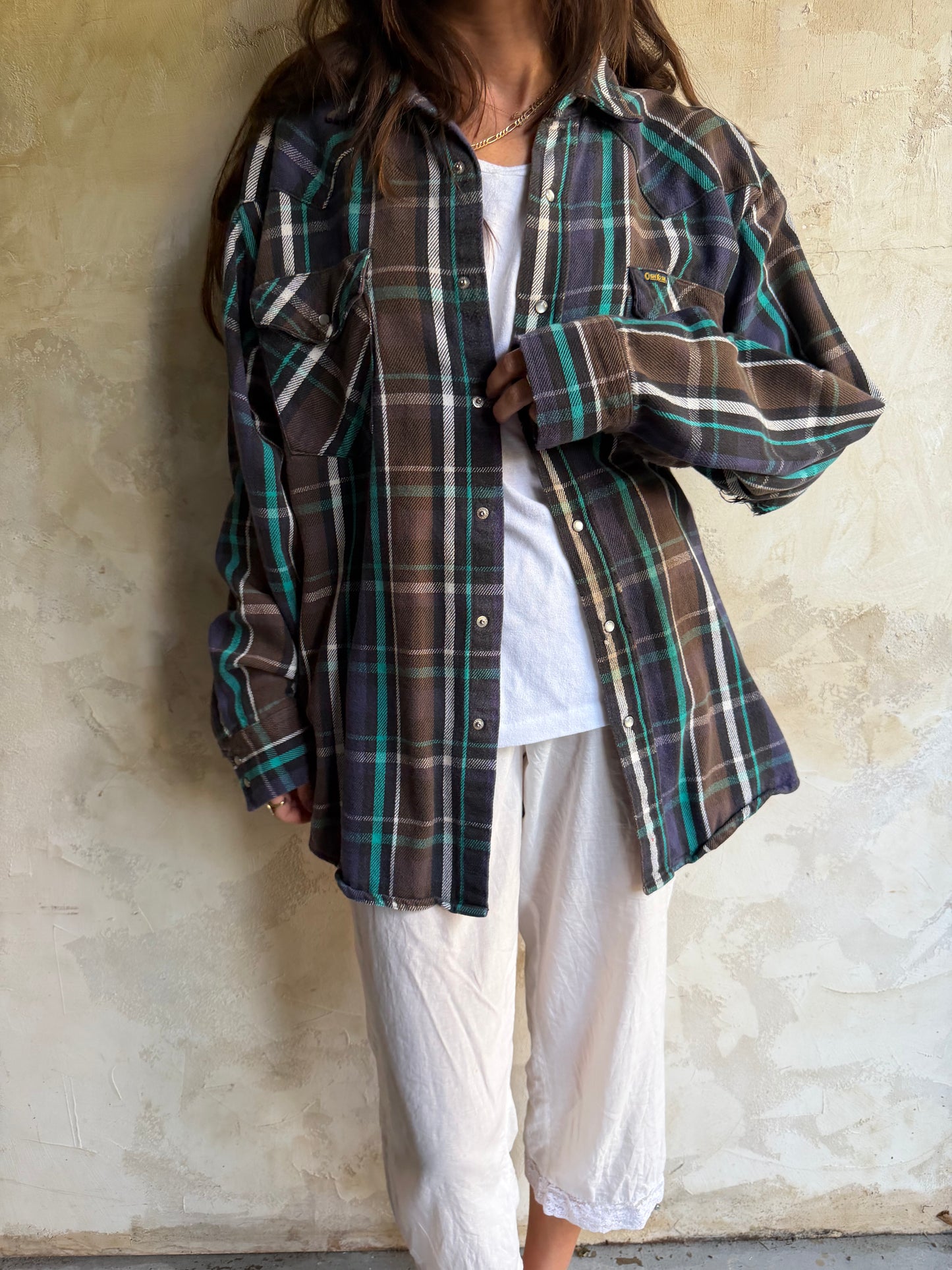 Brown + Blue Western Flannel