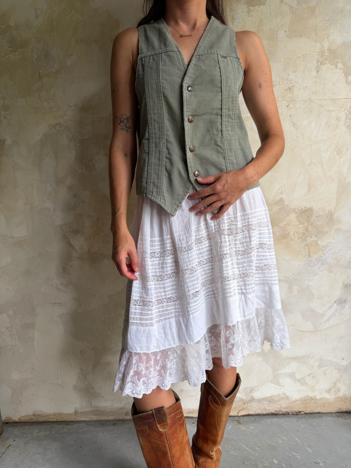 GWG Seafoam Grey Corduroy Vest