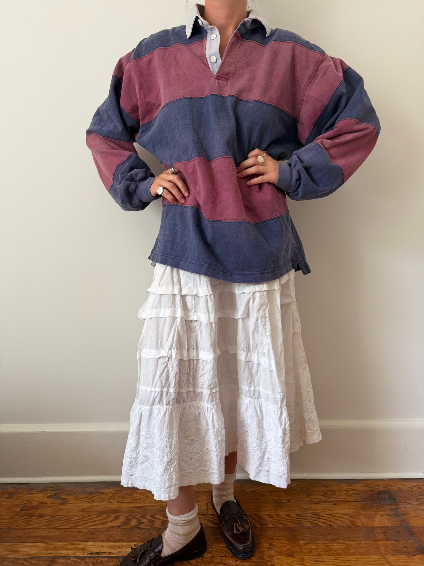 Faded Maroon and Navy Rugby Jersey