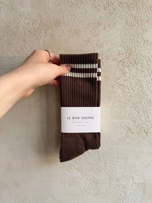 Extended Boyfriend Socks in Wood by Le Bon Shoppe