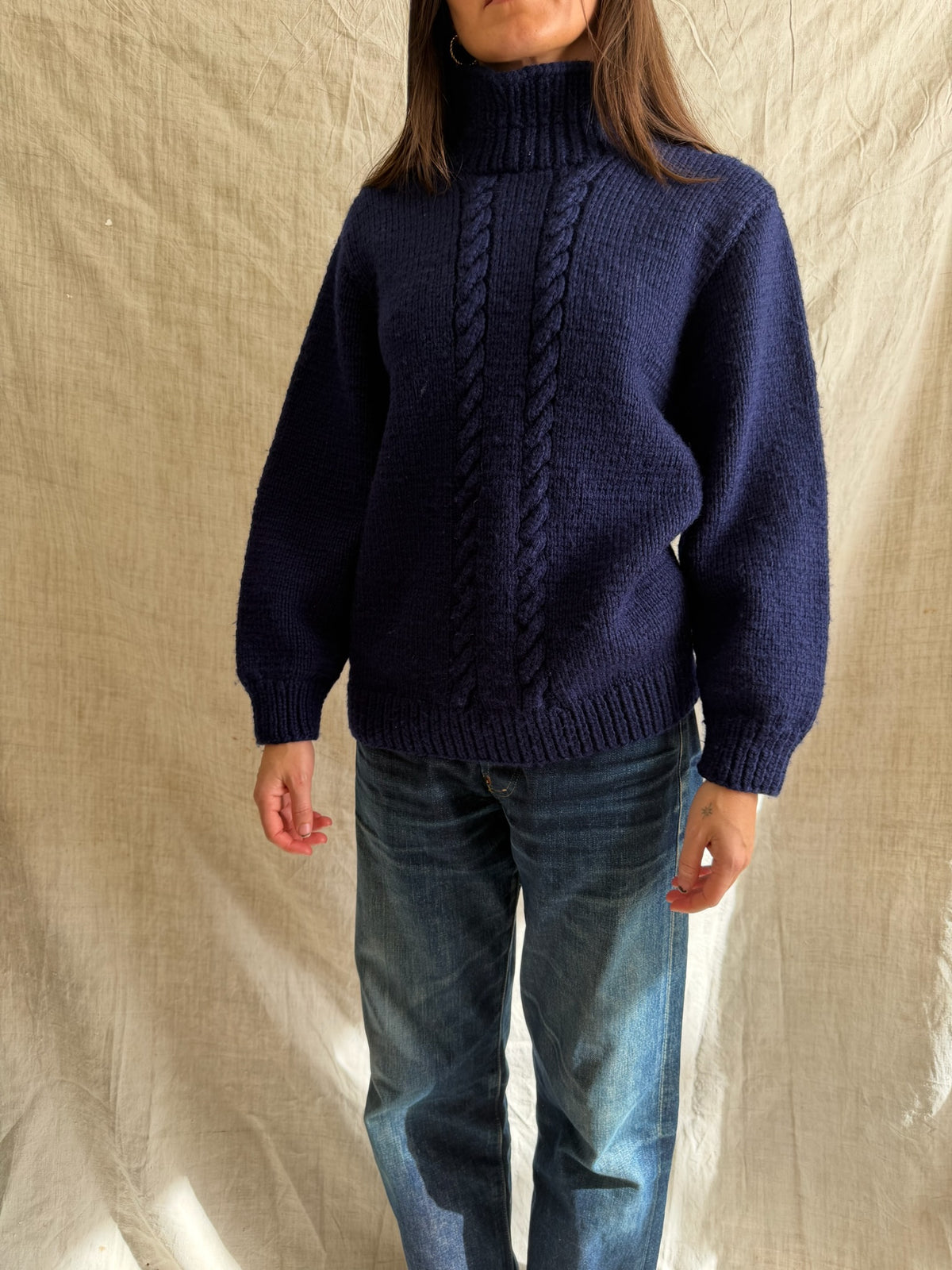 Navy Wool Heavy Knit Sweater
