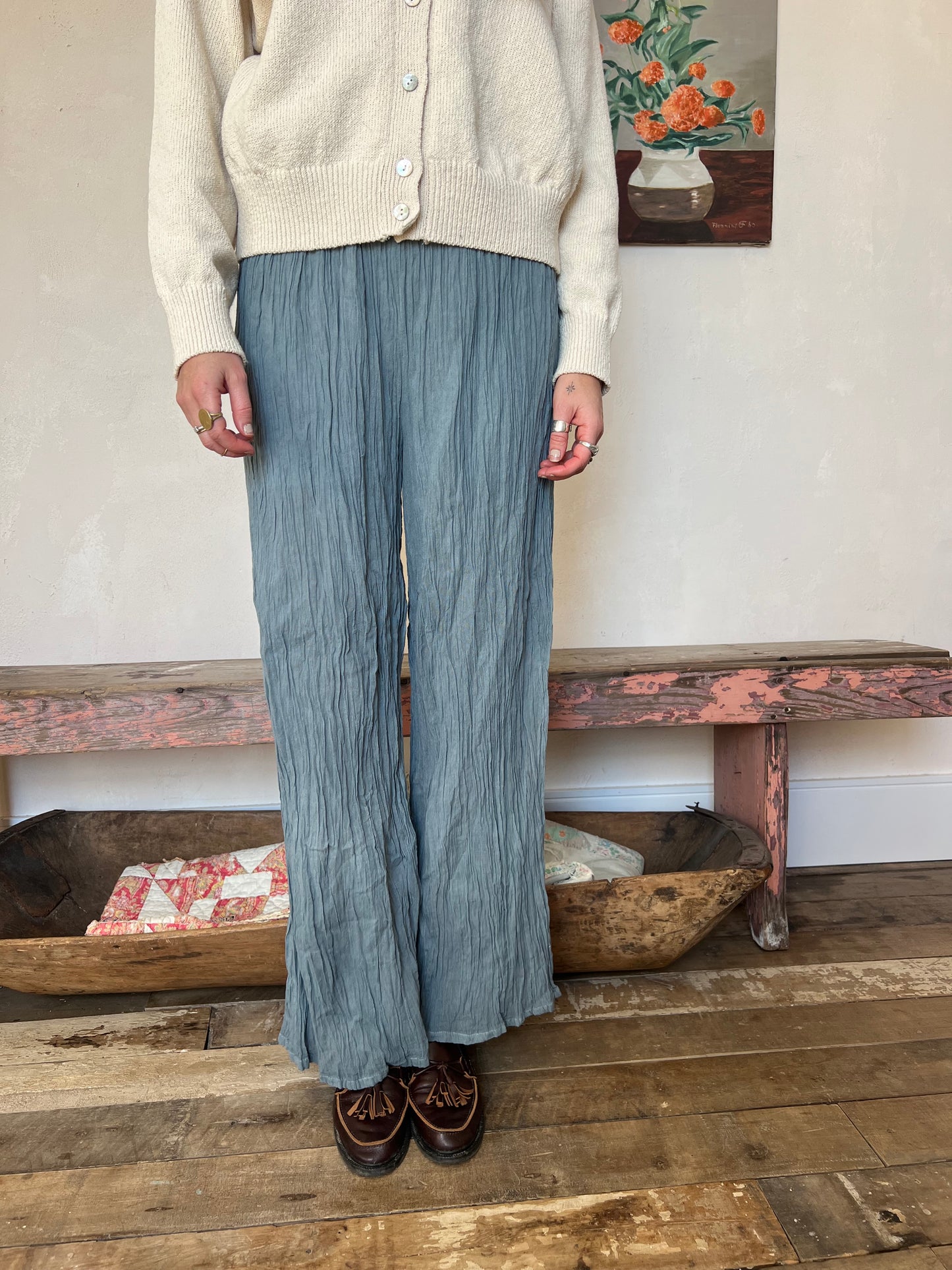 Oaxacan Grey Blue Cotton Pant