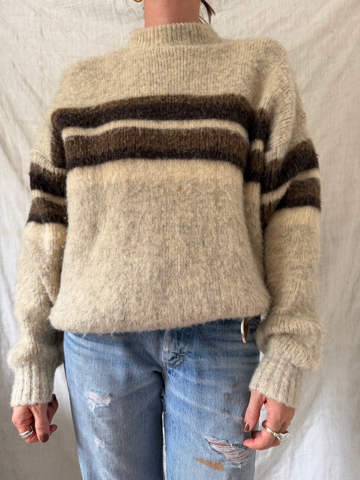 Brown and Oatmeal Striped Sweater