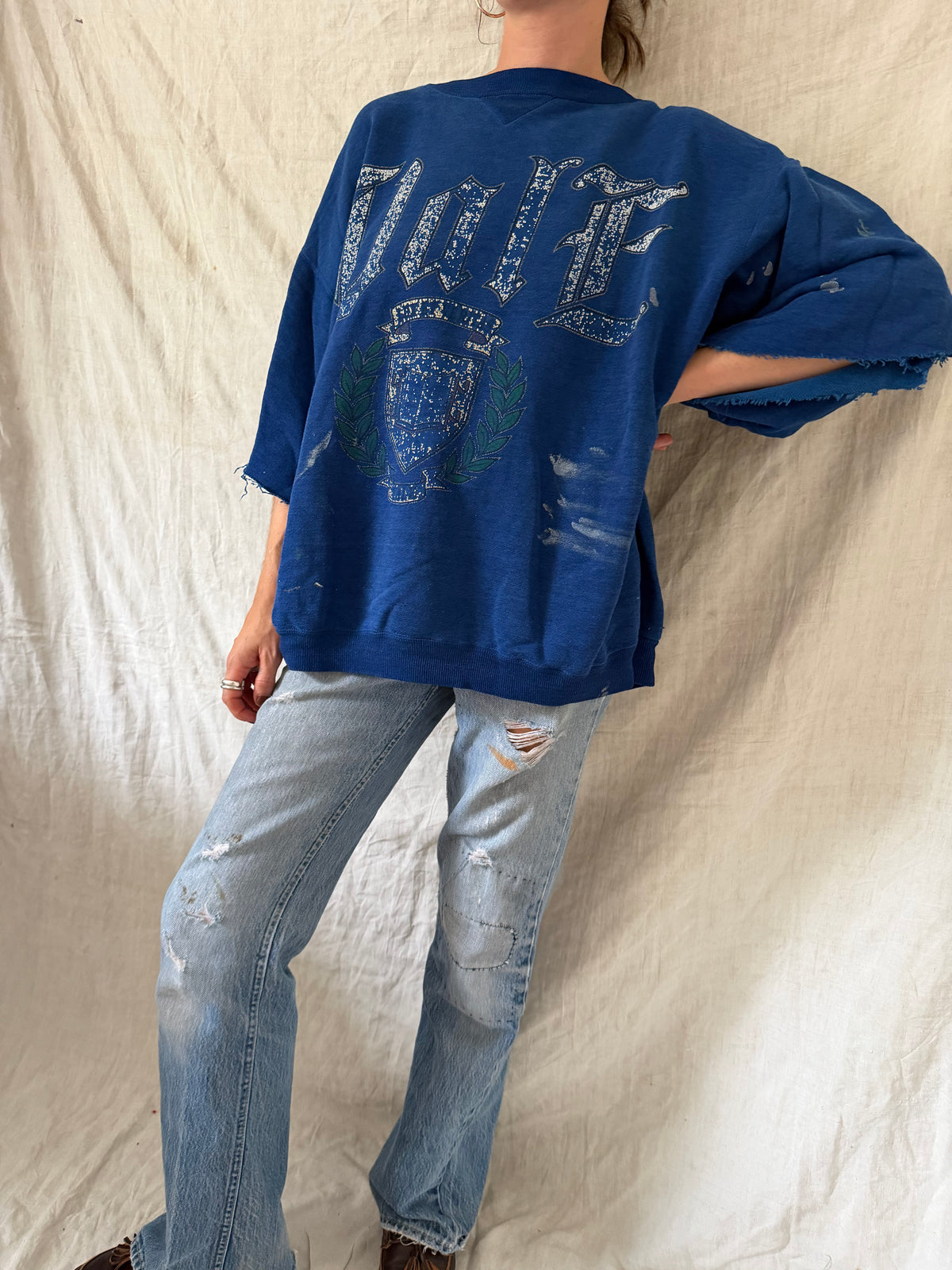 Cropped Royal Blue Crewneck