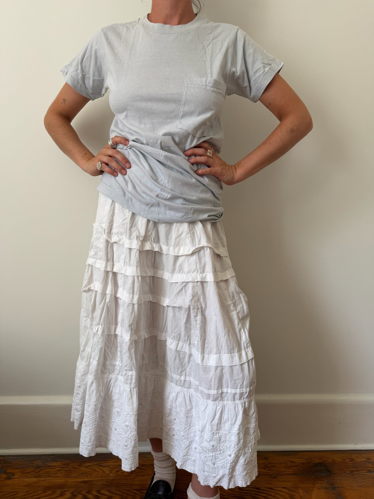 Pale Blue Grey Blank Pocket Tee