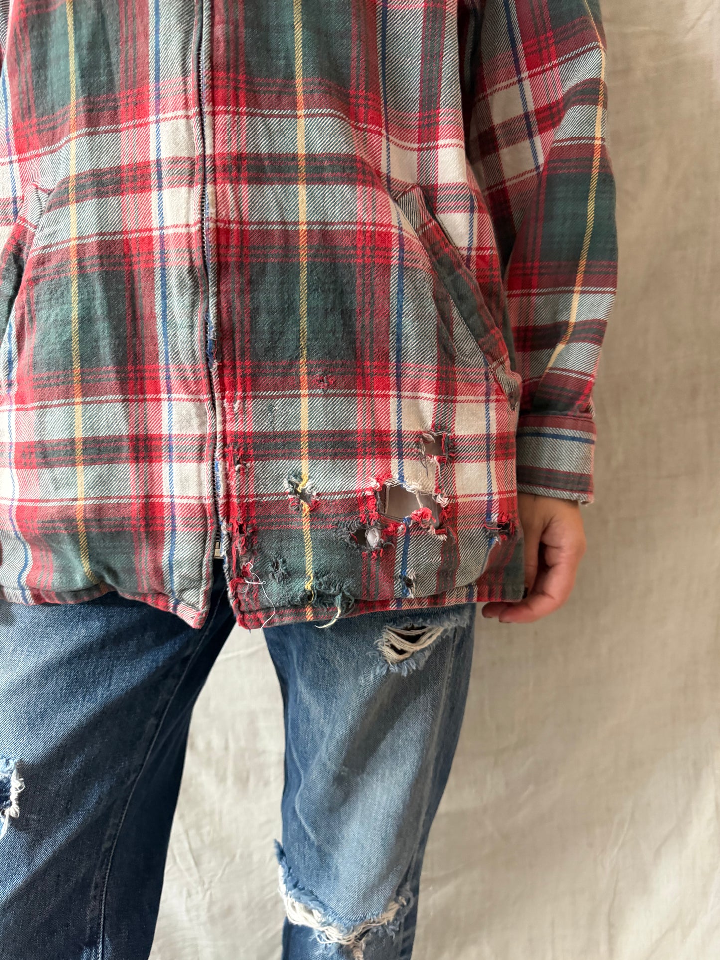 Distressed Plaid Flannel Shacket