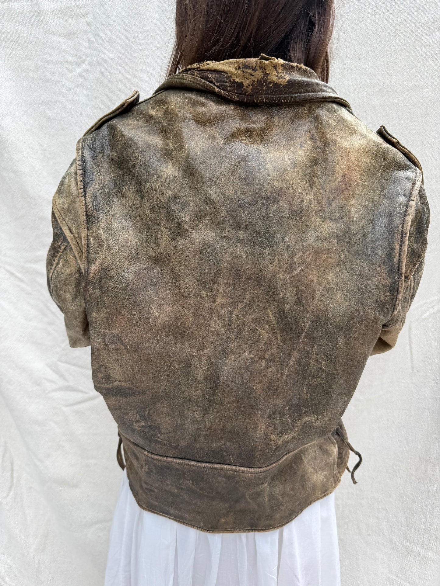 Super Distressed Leather Biker Jacket