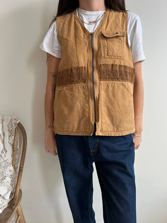 Camel Cotton Zip-Up Hunting Vest