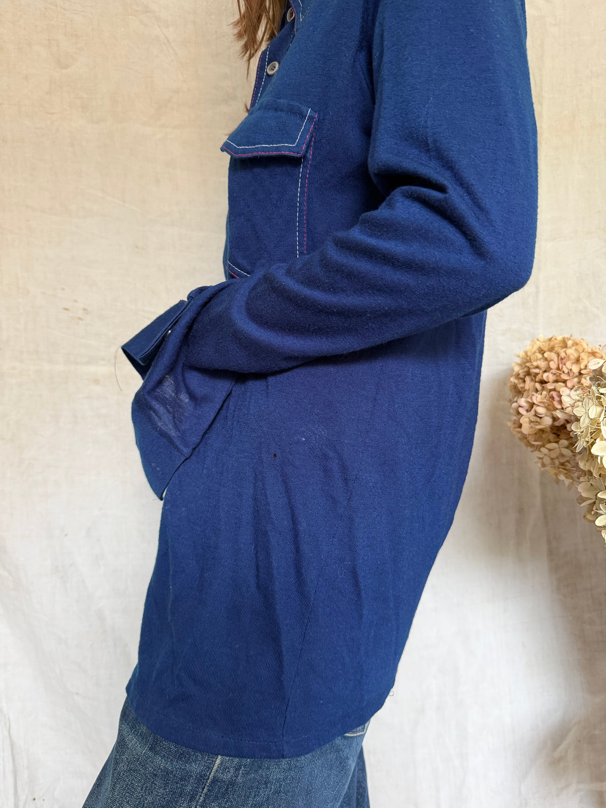 70s Blue Button Up