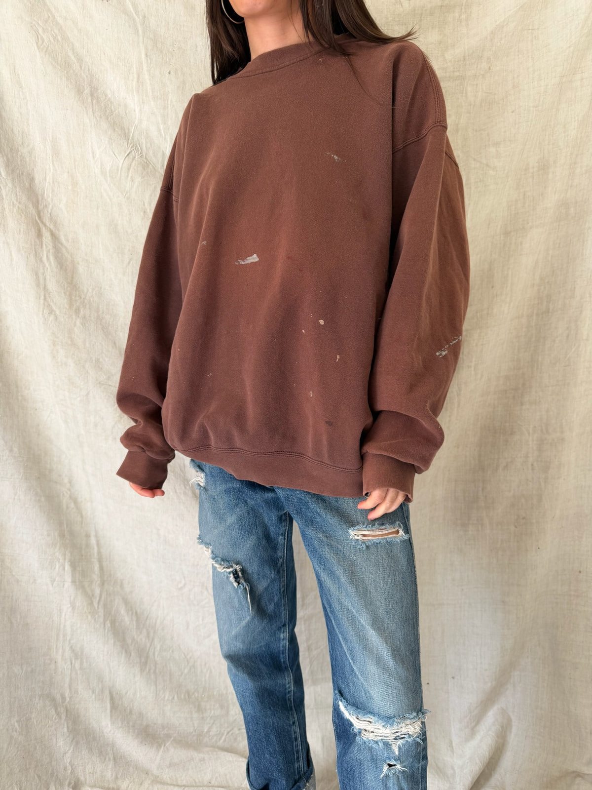 Chocolate Brown Painters Crewneck