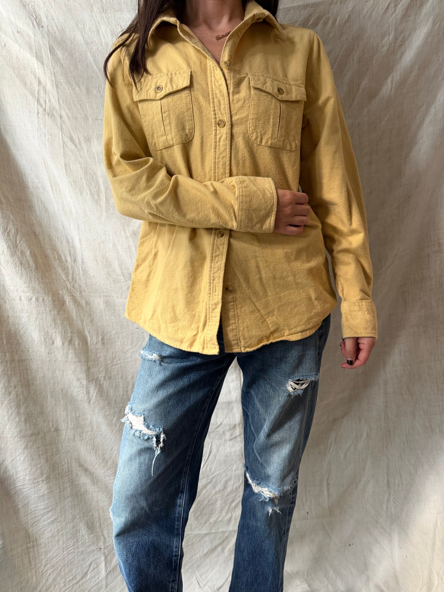 Butter Yellow Flannel Button-Up