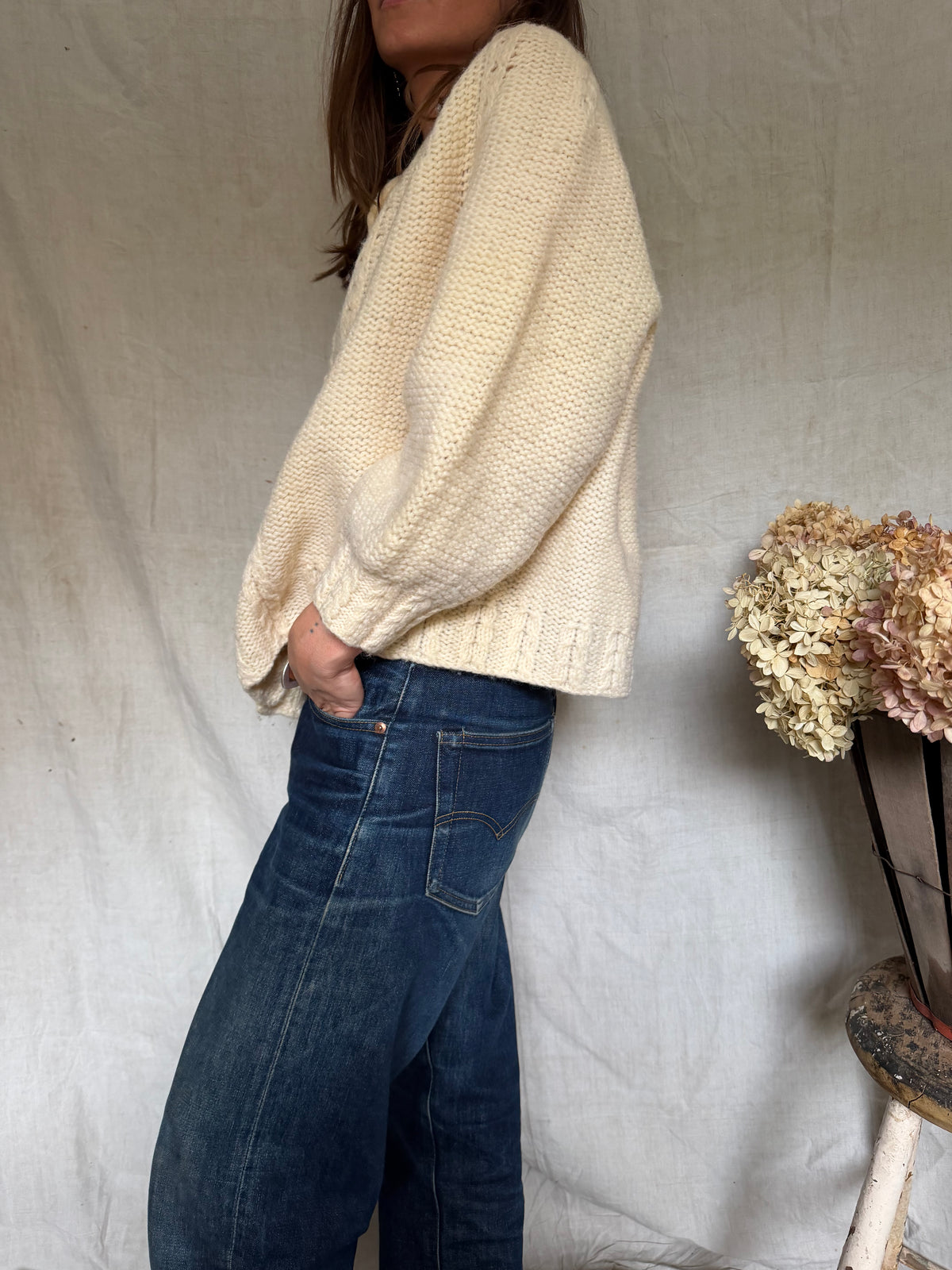 Handmade Cream Knit Cardigan
