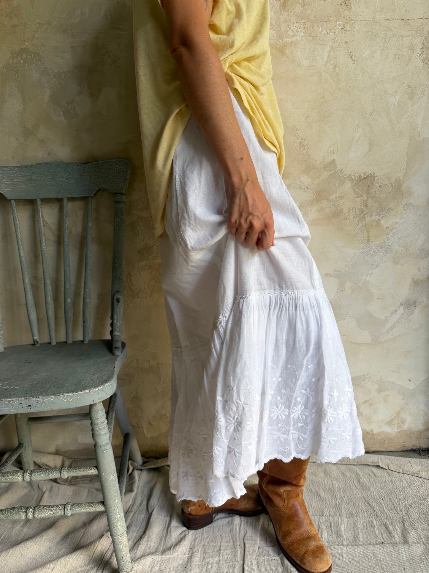 Edwardian White Ruffled Skirt