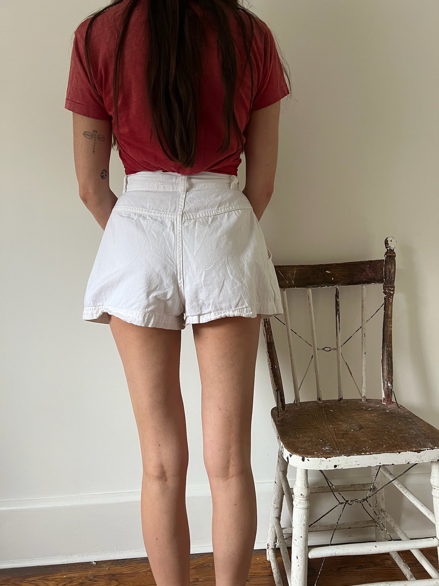 Vintage White Cotton Mini Short