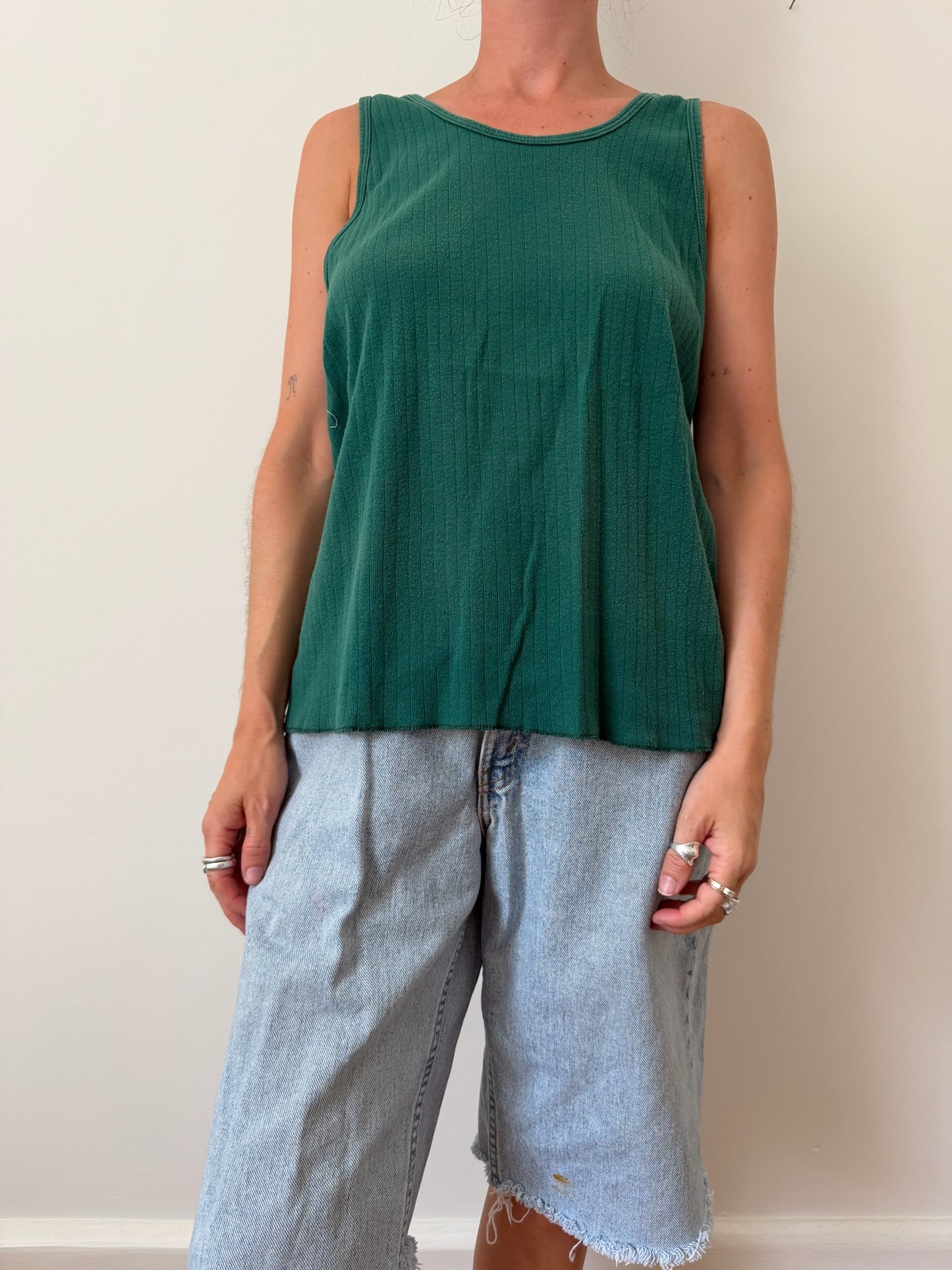 Hunter Green Ribbed Vintage Tank