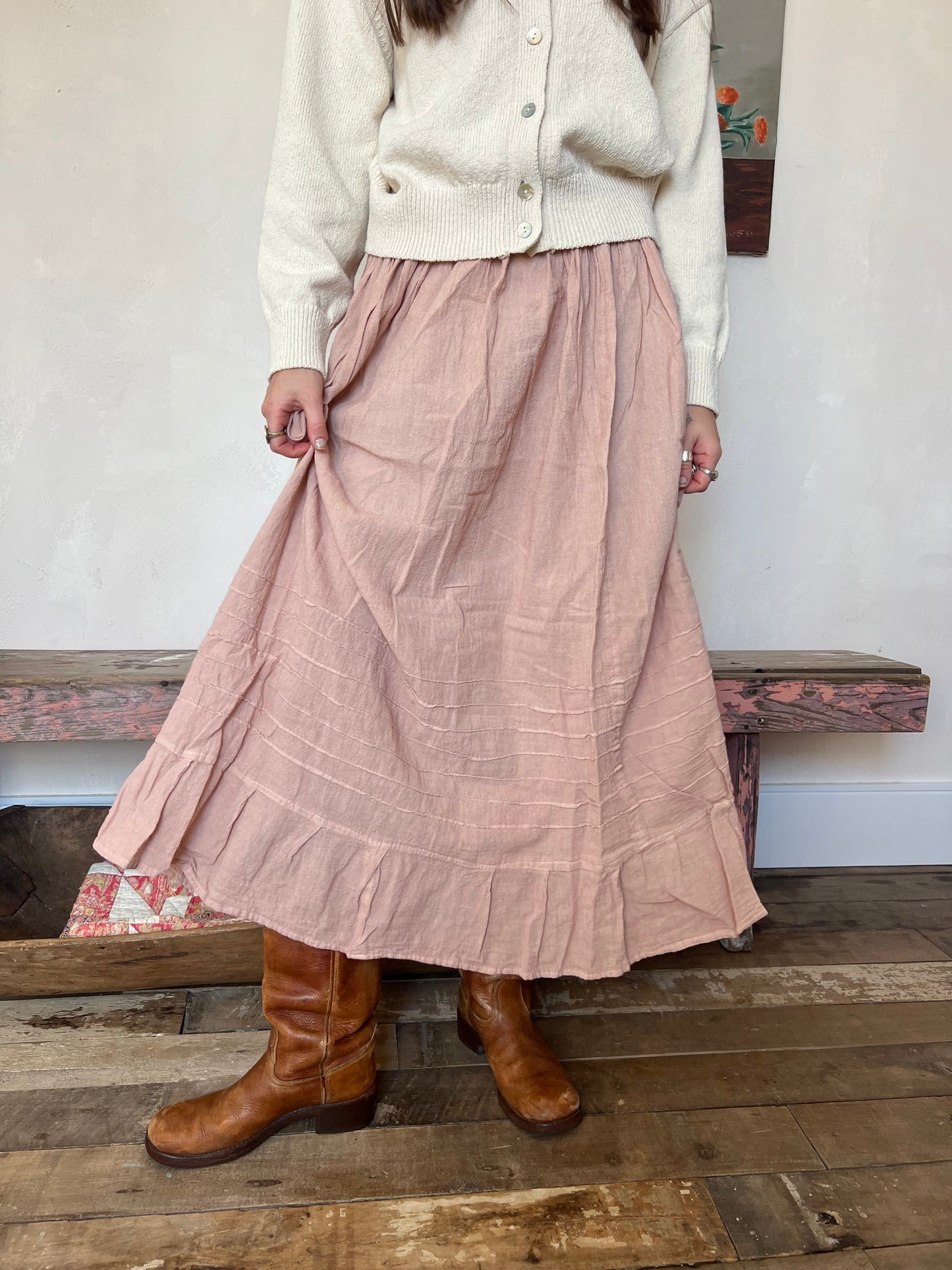 Oaxacan Blush Long Cotton Skirt