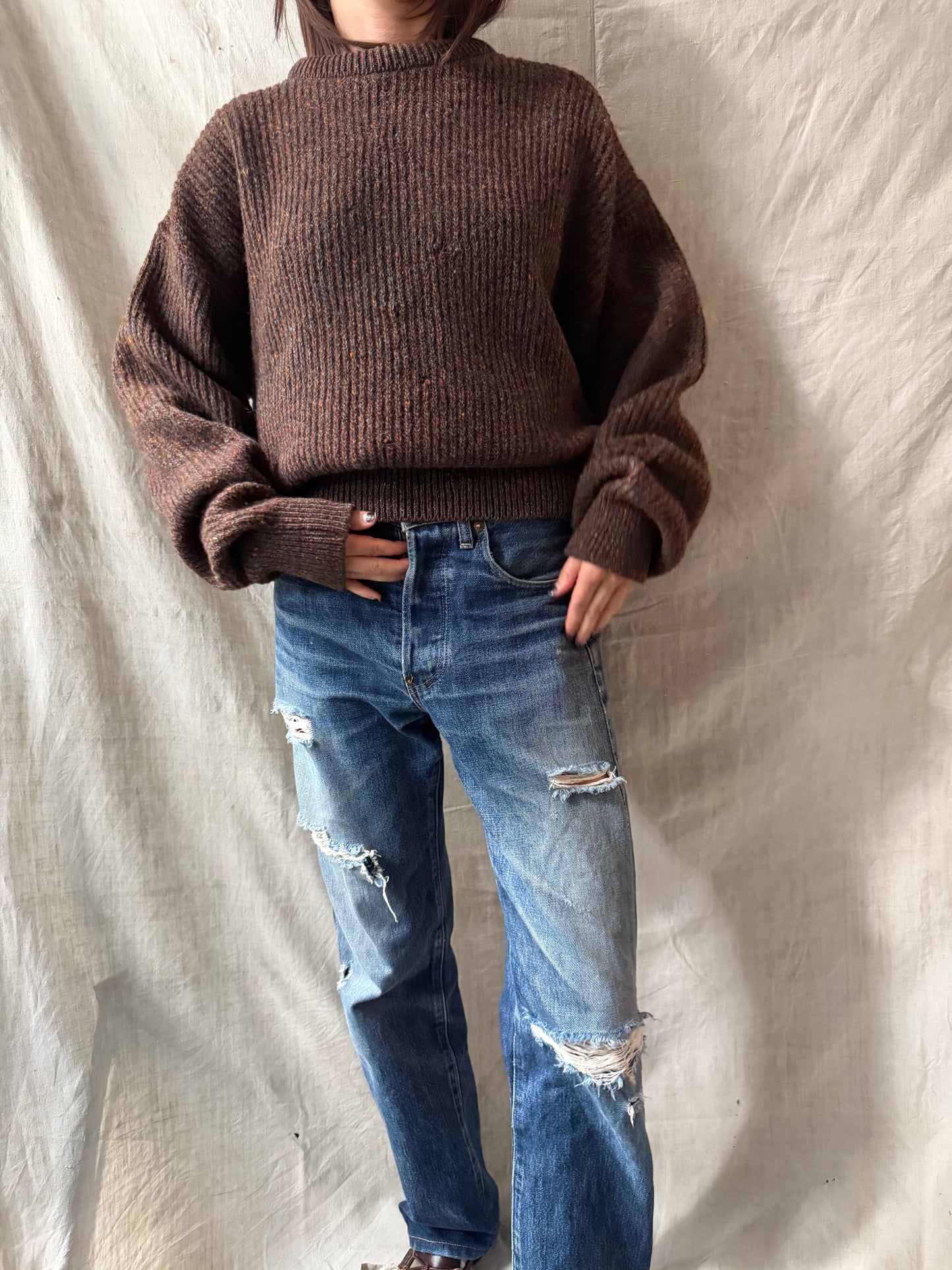 Brown Ribbed Sweater