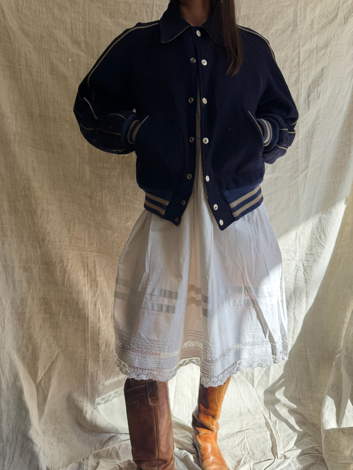 Navy Faded Blue Varsity Jacket