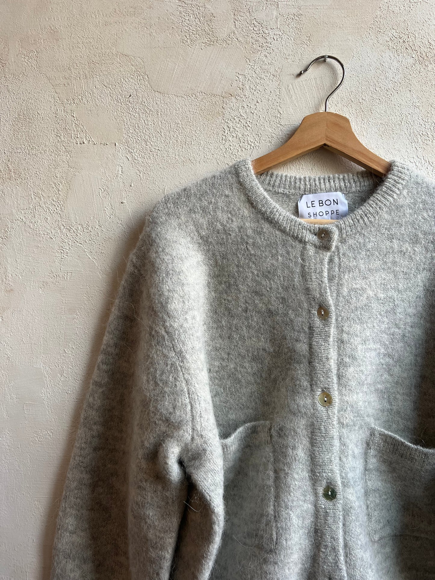 Amélie Alpaca Cardigan in Light Grey By Le Bon Shoppe