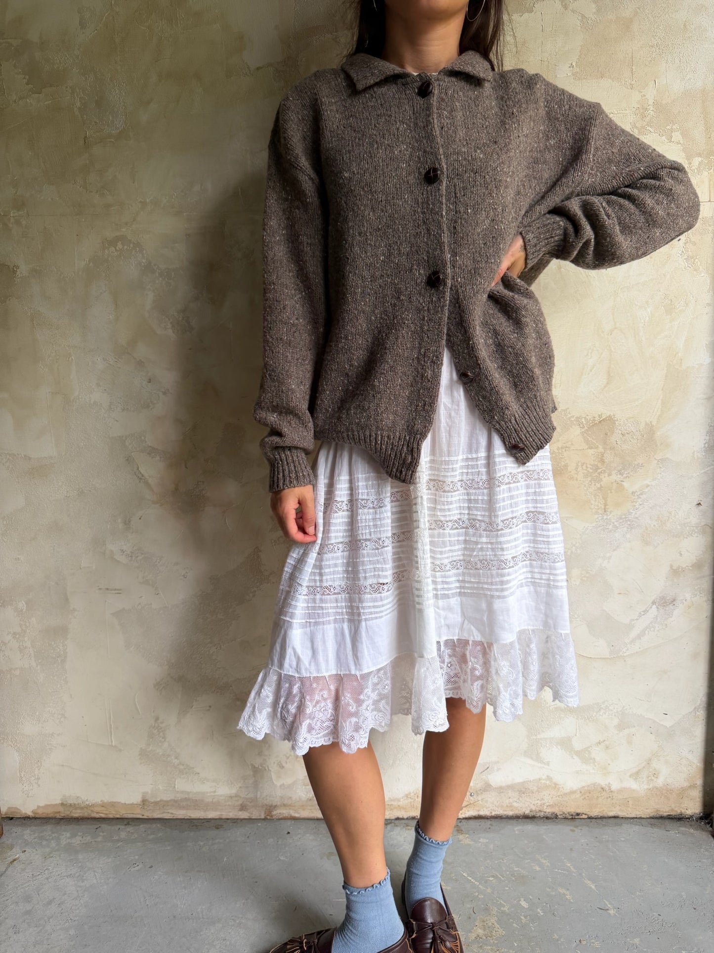 Fawn Brown Wool Cardigan