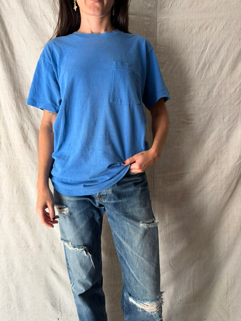 Vintage Royal Blue Pocket Tee