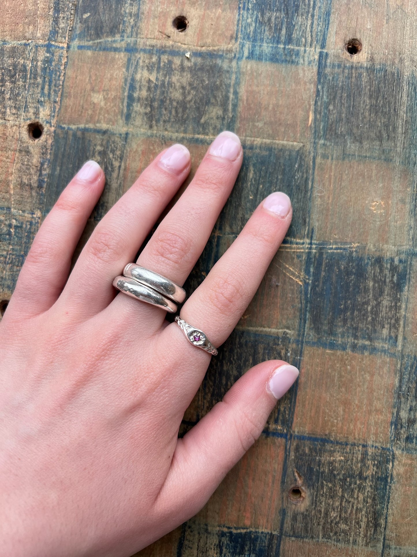 Tiny Posy Signet Ring Set With A Ruby by Rosalind Studio