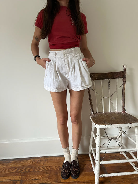 Vintage White Cotton Mini Short