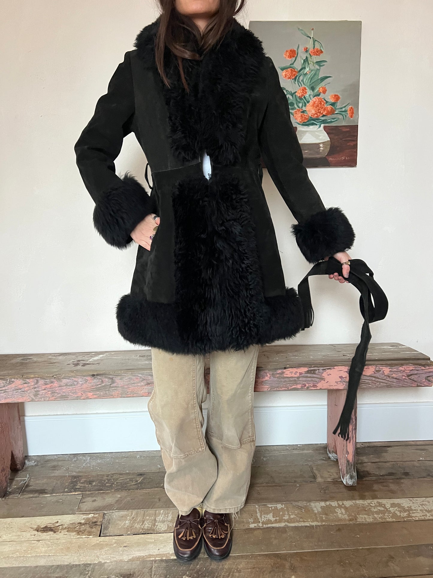 Black Suede Penny Lane Coat