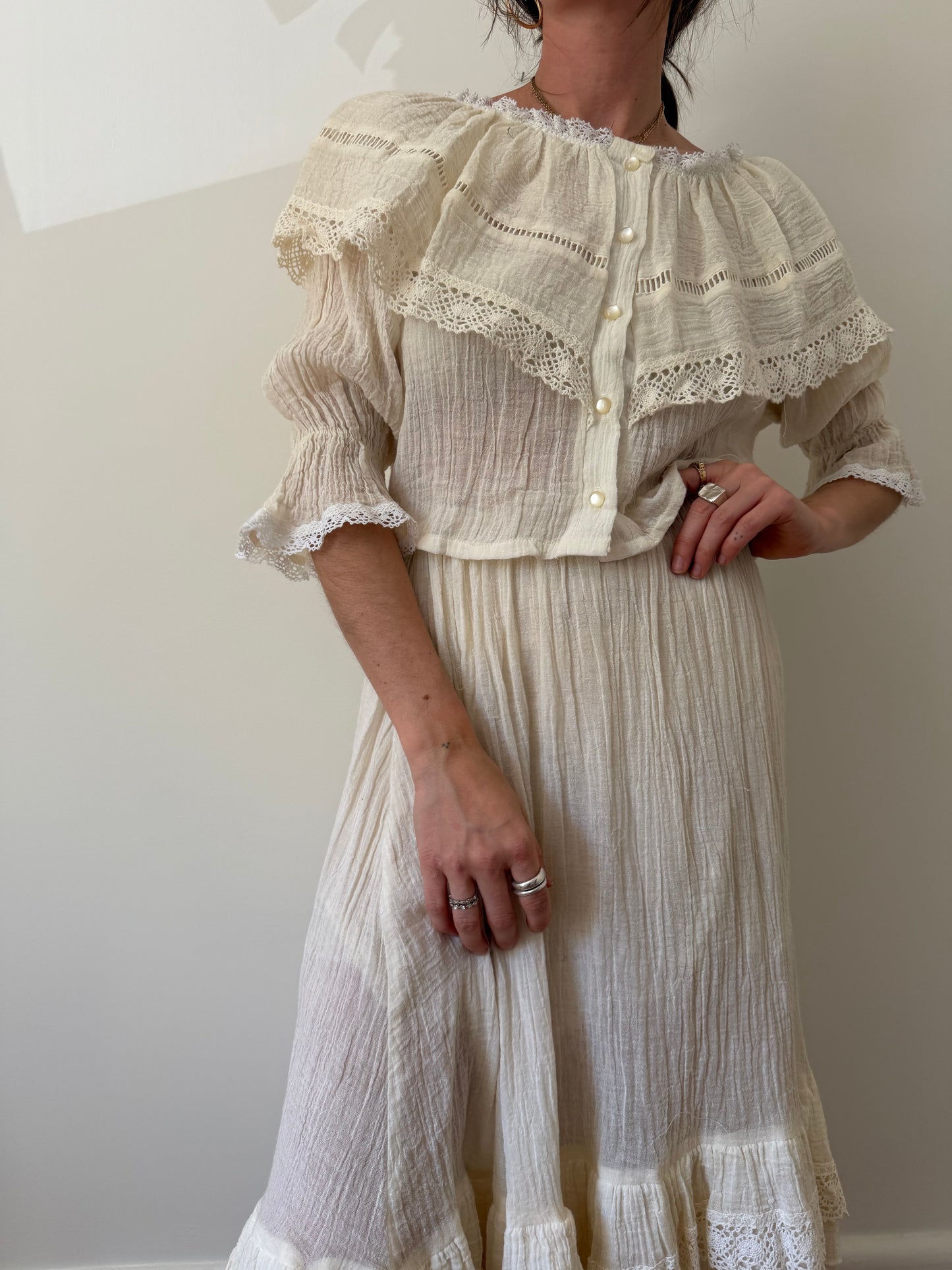 Two Piece Elastic Gauzy Cotton Set