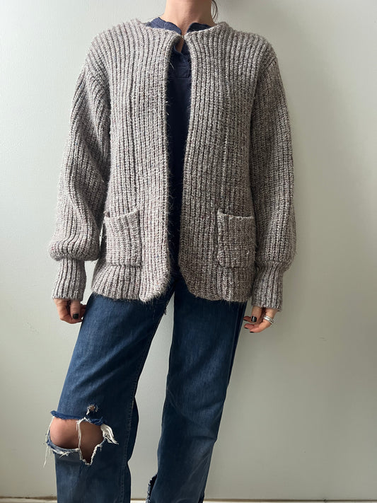 Speckled Grey + Mushroom Ribbed Knit
