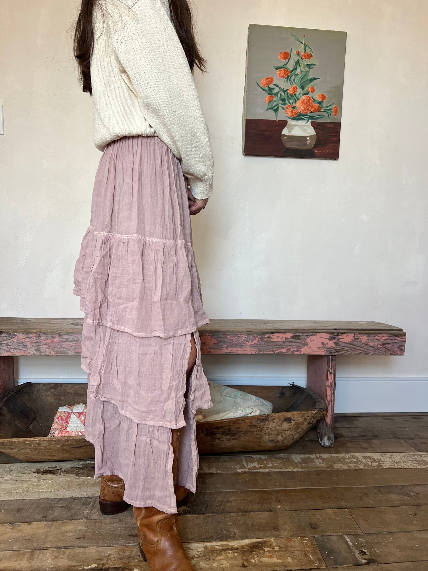 Oaxacan Rose Quartz Ruffle Skirt