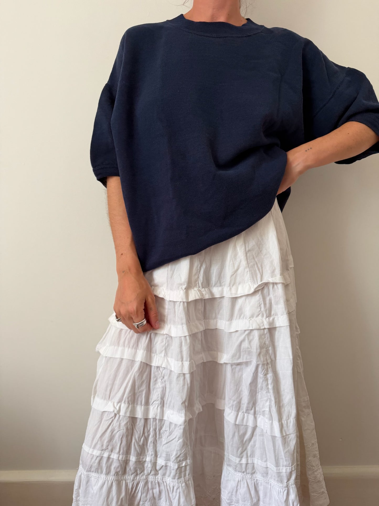 Navy Blue Short-Sleeve Crewneck