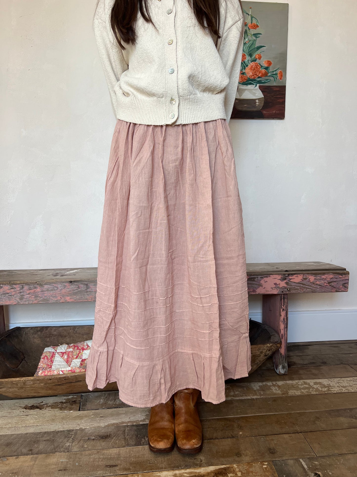 Oaxacan Blush Long Cotton Skirt